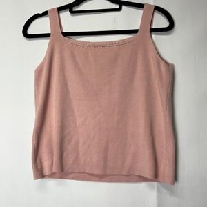 Vintage Anna & Frank Silk Blend Knit Tank Top Sleeveless Square Neck Pink Crop